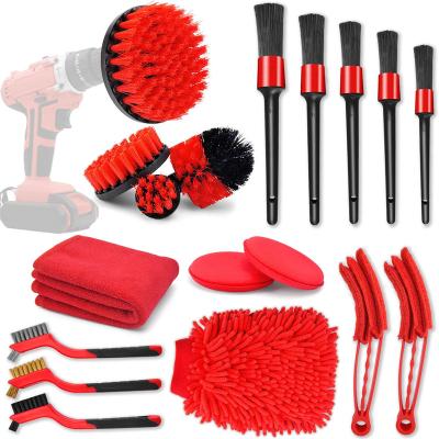 China Car Vents Kit Includes Different 18 PCS Car Wash Brush Cleaning Brush Set For Car Wash for sale