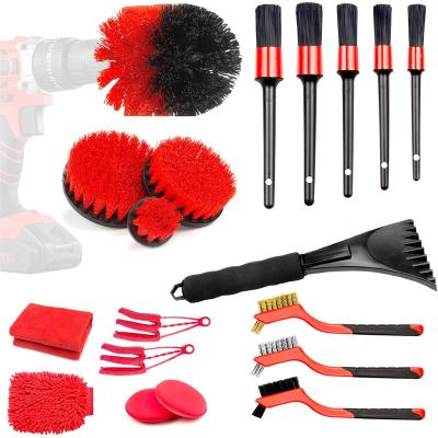 China Car Vents 19Pcs Car Sweep Brush Car Detailing Detailing Kit For Interior Car Auto Detailing Cleaning Motorcycle, for sale