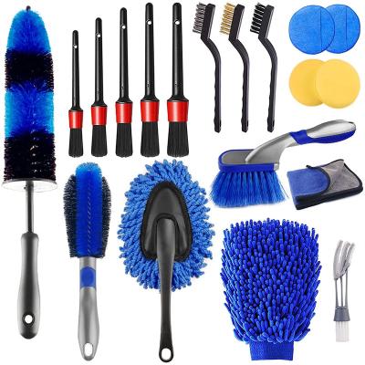 China Car Wash Brush 19 PCS Detailing Brushes Car Wash Sweep Kit For Automotive Cleaning Wheels, Dashboard, Interior, Exterior, Leather for sale