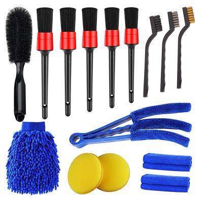 China Car Vents Factory Price 15 PCS Soft Hair Car Brush Auto Detailing Cleaning Tool Kit For Clean Ducts Dash Trim Wheels for sale