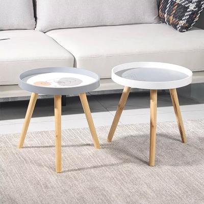 China Nordic Solid Wood Line Drawing Coffee Table Log Coffee Table Bed Room Side Tables Living Room Nesting Table for sale