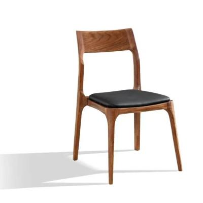 China Stacking Wooden Dining Chair With Leather Cushion Wholesale Modern Dining Chairs Solid Wood PU Leather Seat For Home Restaurant Cafe for sale