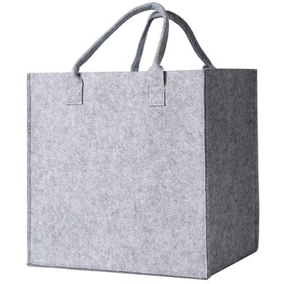 China Ladies Women Folding Handbags Felt Tote Bag Leisure Felt Fabric Shopping Bag for sale