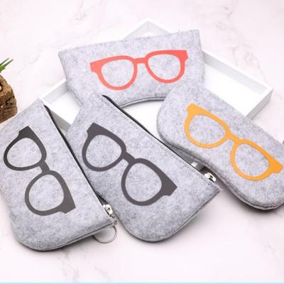 China Glass Storage Customer Copy Felt Material Soft Pocket Sunglasses Case Felt Sun Glass Pocket Filter Frame for sale