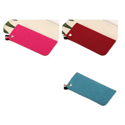 China Colorful Soft Felt Felt Glass Case Bag Slim Cheap Pouch With Zipper Custom Logo for sale