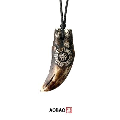 China Non Tarnish Aobao Korea Jewelry Wholesale Ivory Pendant Necklace No Fade Vintage Men for sale