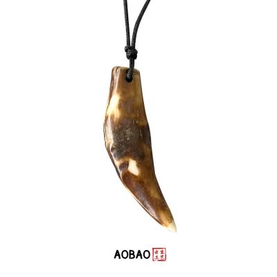 China Non Tarnish Aobao Vintage Ethnic Tribal Style Animal Tooth Shape Multiple Leather Choker Necklace Pendant Jewelry for sale