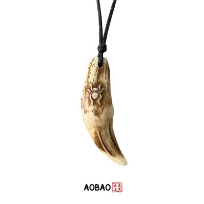 China Non Tarnish Classic Aobao Style Couples Necklace Spike Tooth Pendant Beads String Blessing Lucky Pendant Personality Jewelry for sale