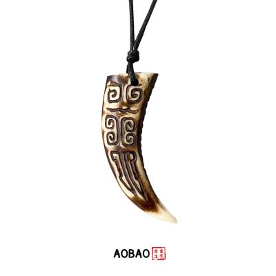 China Aobao New Arrival Fashion Rope Chain Jewelry Tooth Pendant Non Tarnish Necklace for Men and Boy for sale