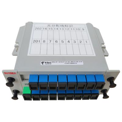 China Box type PLC FTTH FTTB FTTX Network Fiber Optic PLC Splitter 1x8 1x16 1x32 Splitter Cassette Socket Splitter for sale