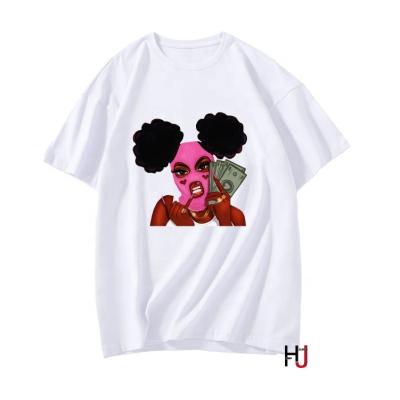 China Breathable Afro Girls Colored Women Make Money Cash Girl Graphic Tees Melanin Poppin Print Summer Round Neck Cotton T-Shirt for sale