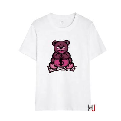 China Oversized Anti-Pilling Teddy Fly Hustle Bear Bag Money Sleeve Graphic Cotton Women's Unisex T-Shirt Short Funny Print T-shirt for sale