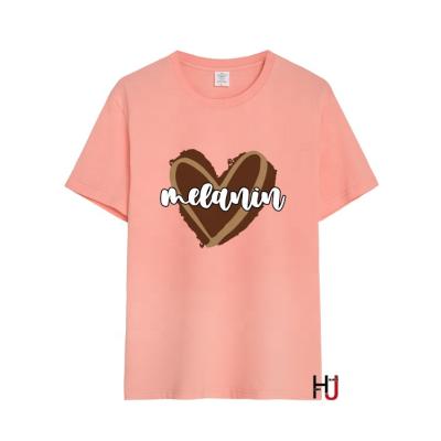 China Cartoon T-shirt Kawaii Melanin Love Shirts Anti Pilling Tops Women Aesthetic Clothing Graphic Tees for sale