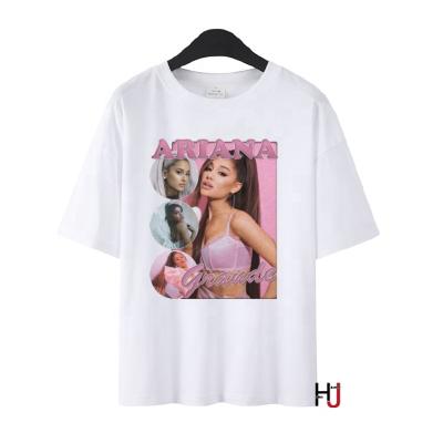 China Harajuku Breathable T Shirts Woman T-shirt Ariana Grande Print White Graphic Tee Plus Size Women T Shirt for sale