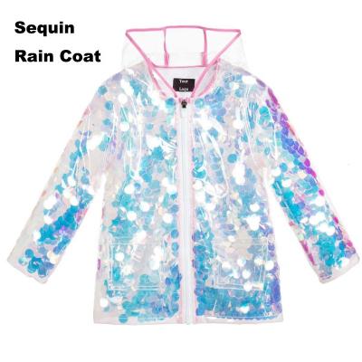 China Bachelor Raincoats Large Iridescent Sparkle Sequins Rain Jacket Kids Rain Coat From Guangzhou Rain Coat Manufacturer for sale