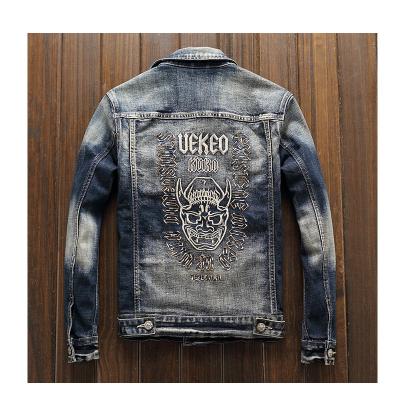 China Custom Made Cotton Viable Denim Jacket High Quality Black Embroidery Denim Jacket Made In China for sale