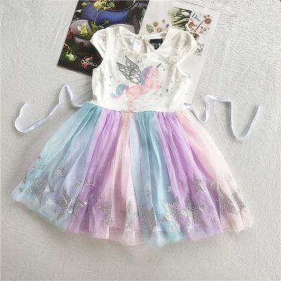 China New Style Breathable Dress Custom Made Kids Casual Dress Short Sleeve Birthday Dress for sale