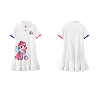 China OEM Breathable Girls Unicorn Printed Dress Short Sleeve Kids Dress Summer Sports Dress For 2-12Years for sale