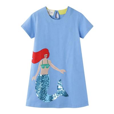 China 2021 Breathable Mermaid Girls Dress Unicorn Dress Girls Summer Sequined Dress for sale