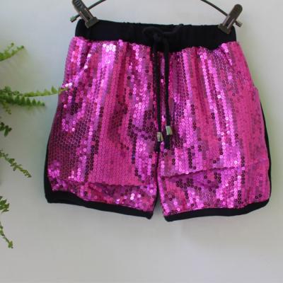 China Hot Pink Anti-pilling Shiny Sequin Shorts Girls Gold Sequin Flip Shorts for sale