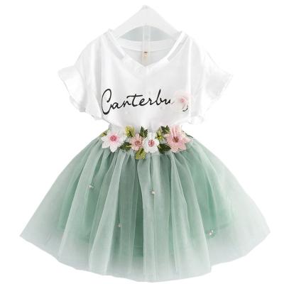 China Summer Girls Casual Dress Suits Kids 100% Cotton Clothing Suits Fashion Girls Kids Dress Suits for sale