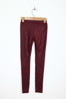 China Rust Red Plain Women'S Fashion Leggings Leather Like Leggings OEM / ODM Available for sale