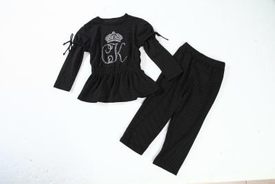 China Black And White Children'S Cotton Pajamas Little Girl Pajamas With Heat Transfer Logo for sale