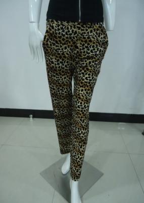 China Leopard Print Women'S Fashion Leggings Ladies Velvet Trousers / Pants With Side Pockets for sale