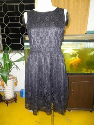 China Black Rose Lace Round Neck Womens Casual Summer Dresses With Back Hole for sale