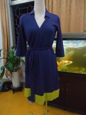 China Fitted Wrap Style Women Office Dress Violet Half Sleeve Summer Dresses High End for sale