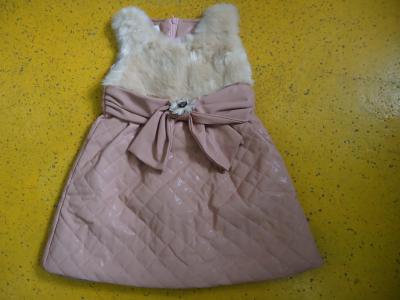 China Big Bow Waist 3 Year Little Girls Winter Dresses Sleeveless With Faux Leather Mini Skirt for sale