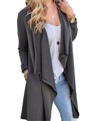 China Viscose Blends Womens Long Cardigans Solid High Low Long Sleeve Open Front Cardigan for sale