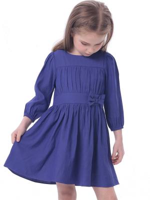 China Girls 3/4 sleeves elastic cuff smocking waist pleated fall jumper dress for sale