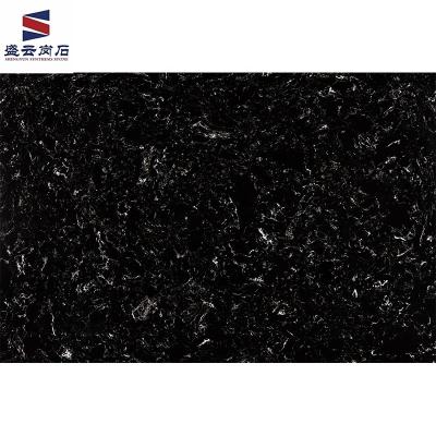 China High Density Ready To Ship Modern Black Artificial Engineered Marble Stone Slab For Kitchens Countertop for sale