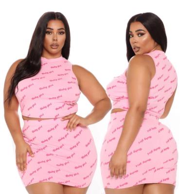 China Breathable Apparel Letter Plus Size Tracksuits For Women Fashion Plus Size Casual Two Piece Set 2 Piece Pants for sale