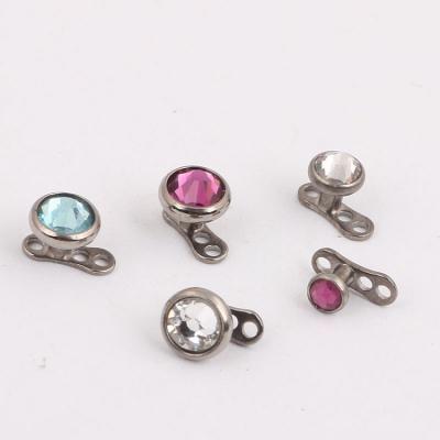 China FASHIONABLE ASTM F136 Titanium Dermal Piercing Zircon Bead Opal Stone Body Piercing Jewelry for sale