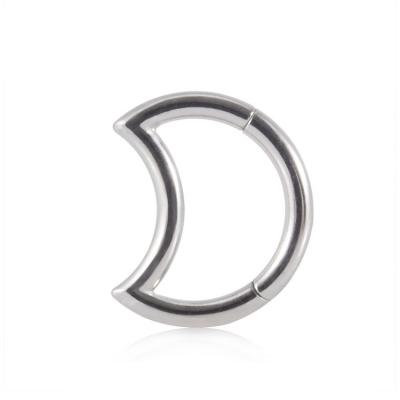 China Wholesale Sales Fashionable Astm F136 Moon Shape Nose Stud Septum Titanium Nose Ring Piercing For Women for sale