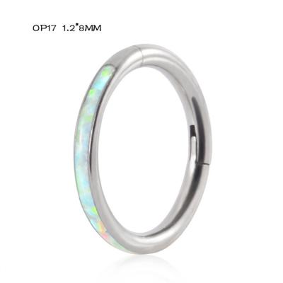 China FASHIONABLE Titanium Color Opal Nose Ring Hinged Segment Ring Nose Piercing Jewelry Astm F136 Nose Circle for sale