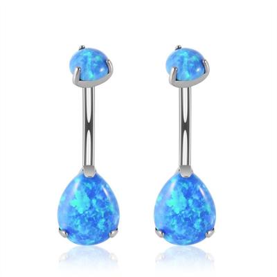 China FASHIONABLE High Quality Titanium Stone Opal Belly Piercing Jewelry Zircon Navel Rings Body Piercing Jewelry for sale