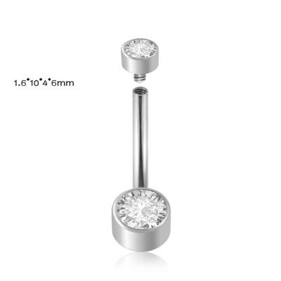 China FASHIONABLE Astm F136 Titanium Zircon Opal Belly Ring Jewelry Navel Internally Threaded Perforation for sale