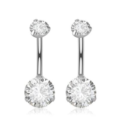 China FASHIONABLE Titanium Internally Threaded Double Fork Set Zircon Navel Piercing Navel Ring for sale