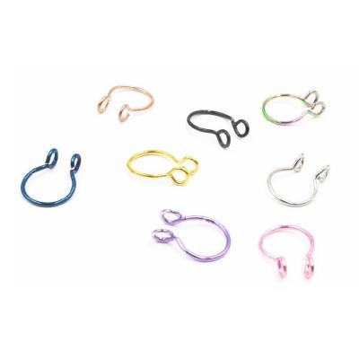 China FASHIONABLE Fake Nose Ring Stainless Steel Silver Gold Dangle Nose Ring Non Piercing Nose Clip for sale