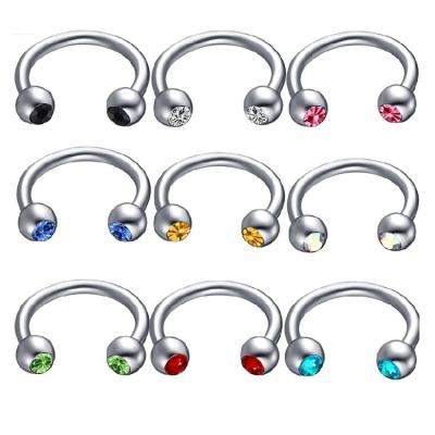 China Wholesale Trendy Industrial Silver Nose Jewelry Dermal Ring Ear Nose Septum Dermal Ring Stainless Steel Piercing Jewelry Fashion Industrial Silver Diamond for sale