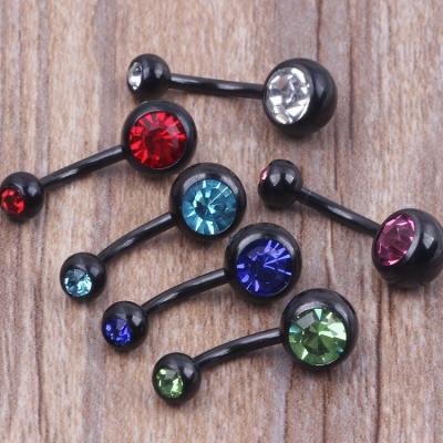 China Thin Belly Ring Jewelry Stainless Steel Black Diamond Jewelry Navel Piercing Wholesales FASHIONABLE for sale