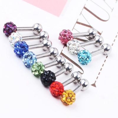 China High Quality Colorful Round Piercing 316 Stainless Steel Crystal Piercing Earrings FASHIONABLE Statement Ear Jewelry for sale