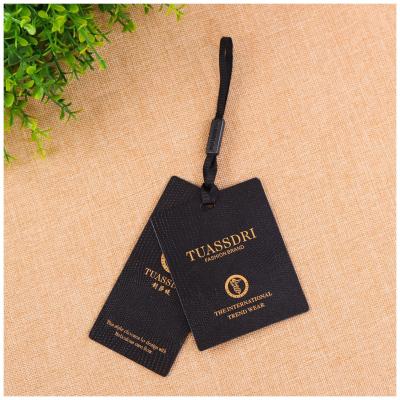 China Sustainable Hangtag Paper Tag For Apparel / Clothes Fashion Embossed Foiled Customized Style Printing Garment Label Customer's Gartment Logo for sale