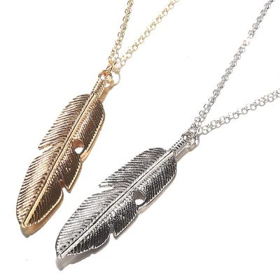 China ALLOY Gold Plated Feather Design Hotsale Fashion Necklace 925 Silver Jewelry for sale