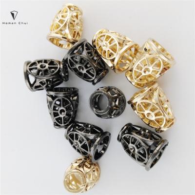 China Fashion nickel free design embossed shape matte gold color metal cord rope end stopper for clothes for sale