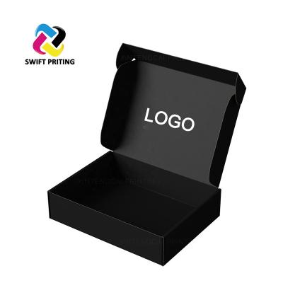 China Recycled Materials Logo Corrugated Matte Black Mail Custom Boxes Factory Mailer Shipping Carton for sale