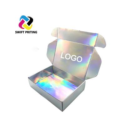 China Handmade Customized Cosmetic Apparel Jewelry Holographic Shipping Box With Logo Print for sale